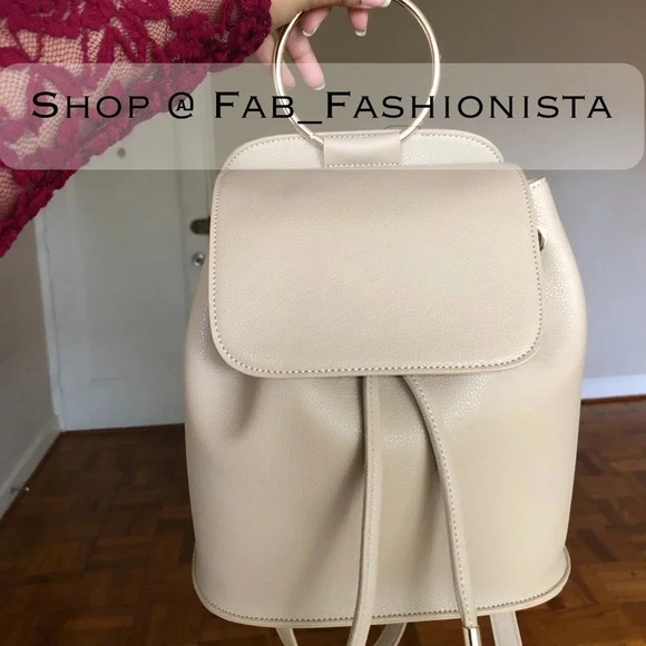 Vegan Leather backpack with gold hardware new main image 7